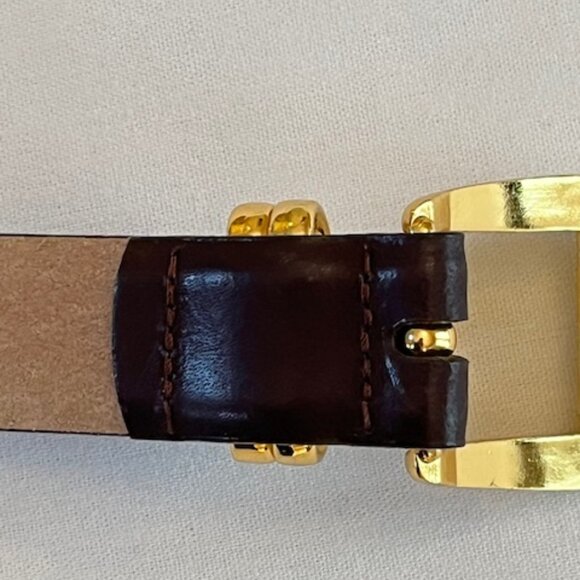 ETIENNE AIGNER | Brown Leather belt Gold-tone Buckle and Logo-Like NEW - Picture 11 of 11